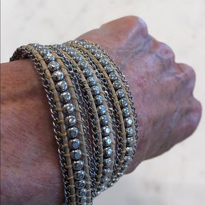 KATIE SOLEIL handmade three-wrap bracelet, silver